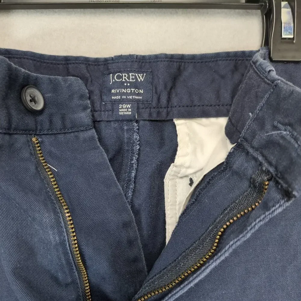 J Crew‎ Rivington Men's 29x11 Chino Shorts, Navy Blue Slim Fit Gorpcore Preppy